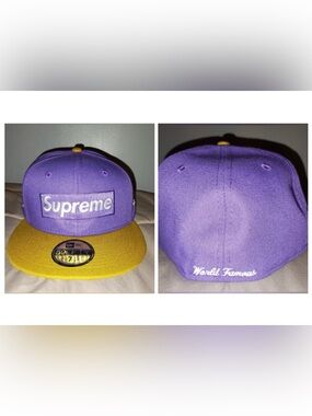 Supreme Purple 2-Tone SS22 Box Logo New Era Fitted Baseball Hat 7 1/4